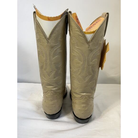 RARE J TOE RODEO COWBOY BOOTS HAND CRAFTED Men’s Sz 6 TAN Leather Ostrich - Picture 2 of 6